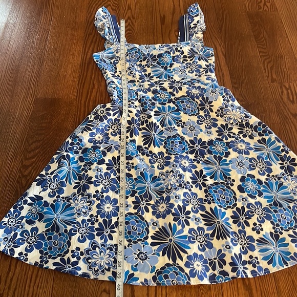 NWOT TAHARI ASL ruffle straps fit flare dress peek a boo back cotton stretch 6 - Picture 13 of 15